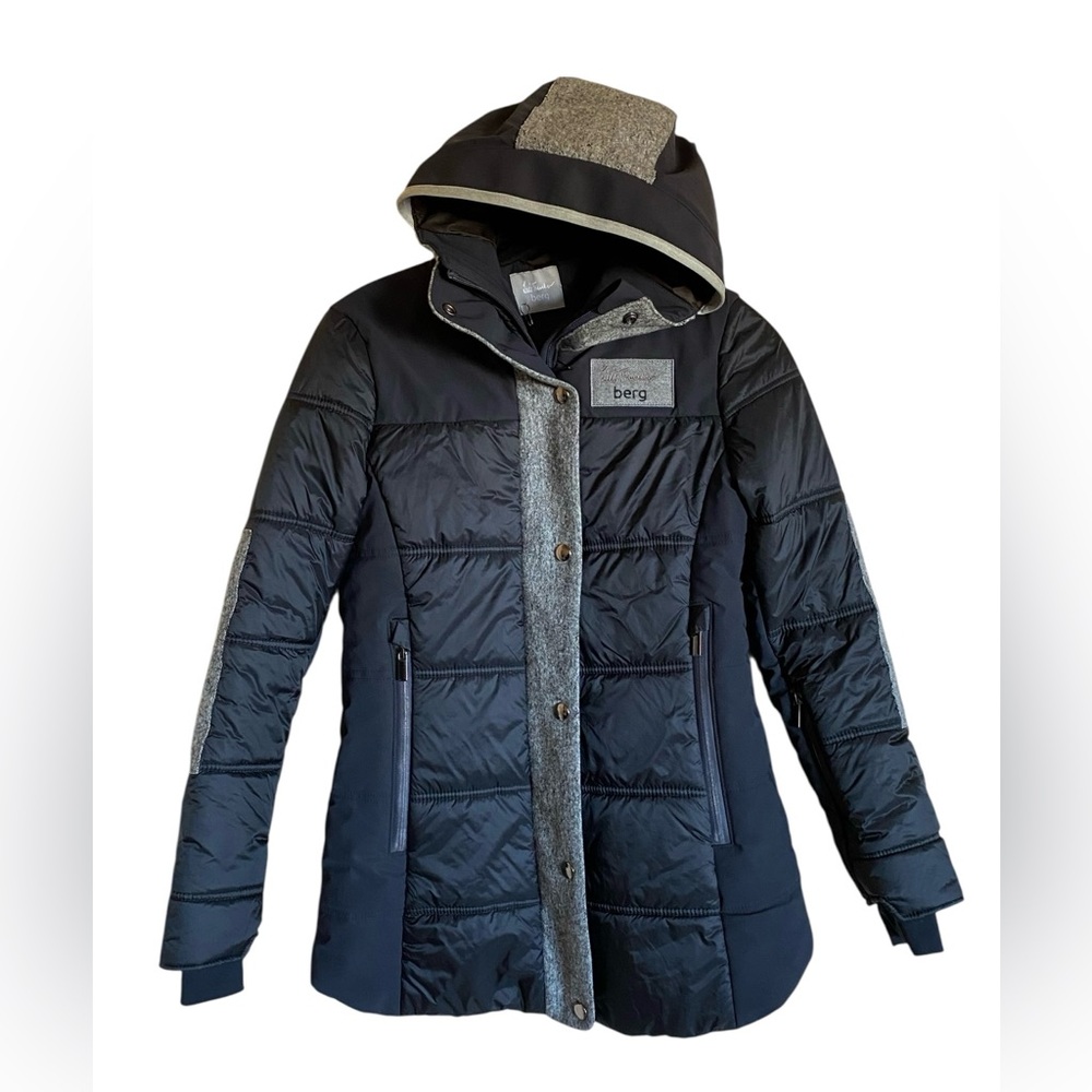 Women’s LUIS TRENKER BERG Hooded Puffer Jacket Size XS NEW Black/Gray